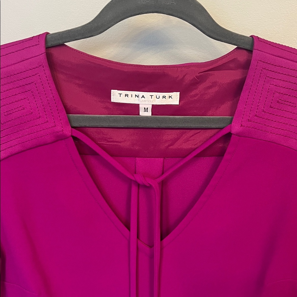 Trina Turk Escondido Blouse Fuchsia Size M – Gold‎ Chain Tassels - Picture 2 of 7